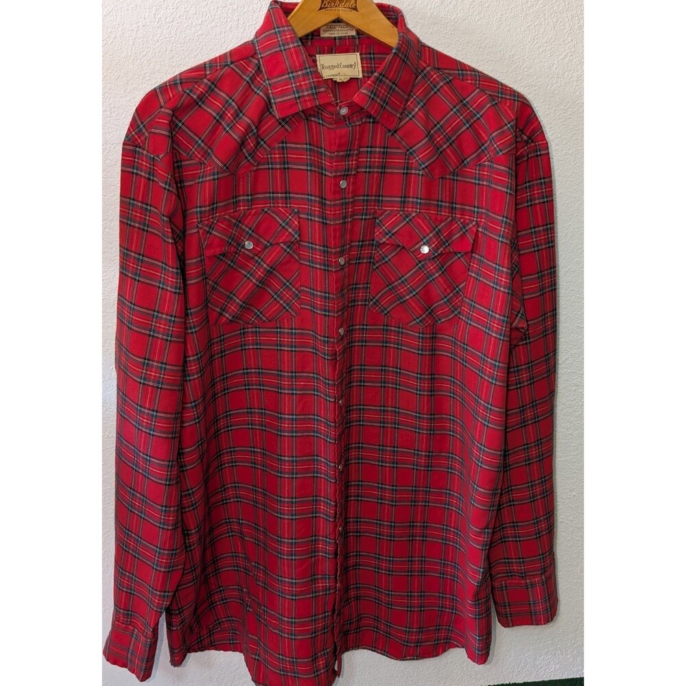 Rugged Country Campus Western Mens Red  Pearl Snap Shirt X-Large 17-17.5 (691m)